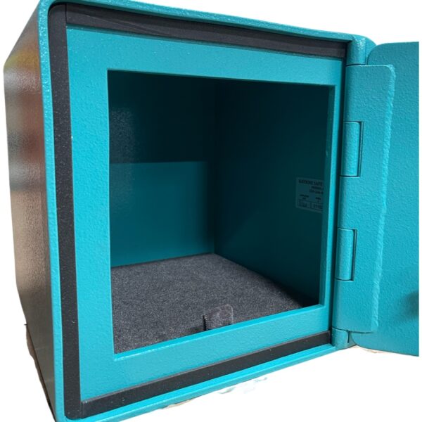 Cube Safe In Turquoise Open Left Side Slant View
